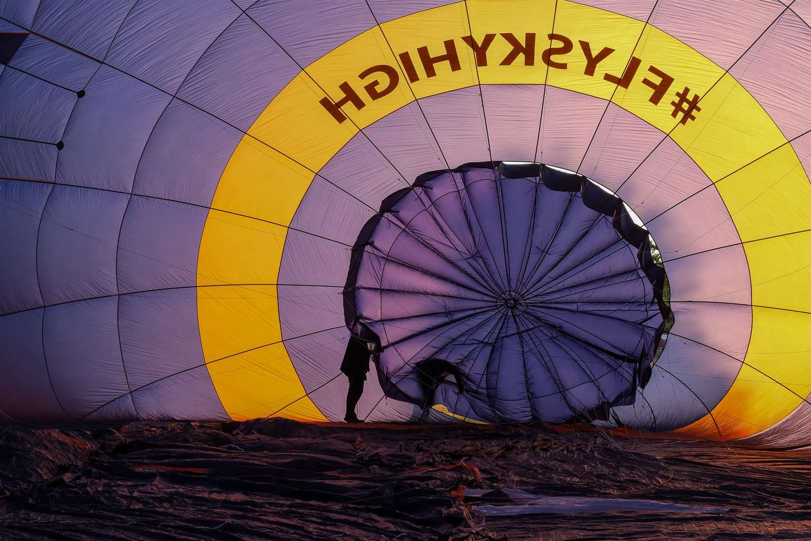 The early morning balloon ascent at the Berkshire Balloon Fiesta