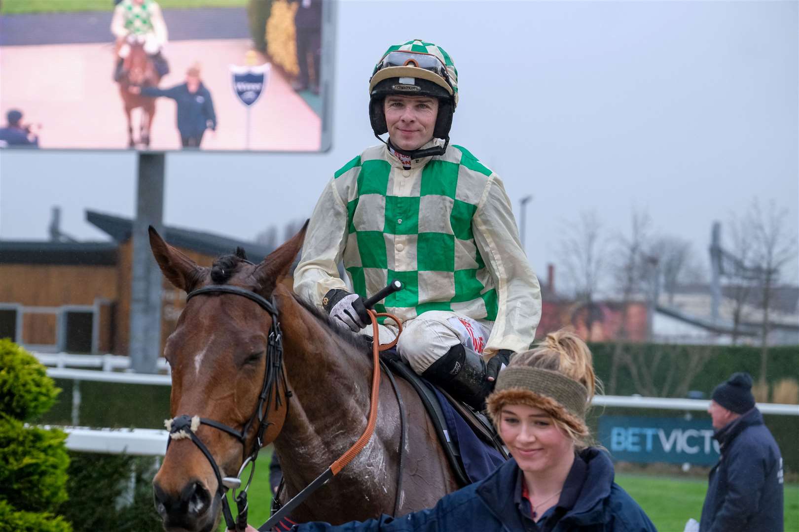 Winning jockey Micheal Nolan aboard Into The Park