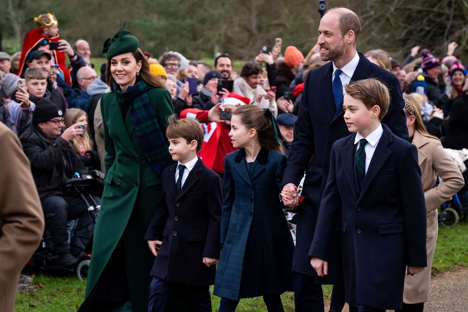 The Waleses head to church on Christmas Day (Aaron Chown/PA)