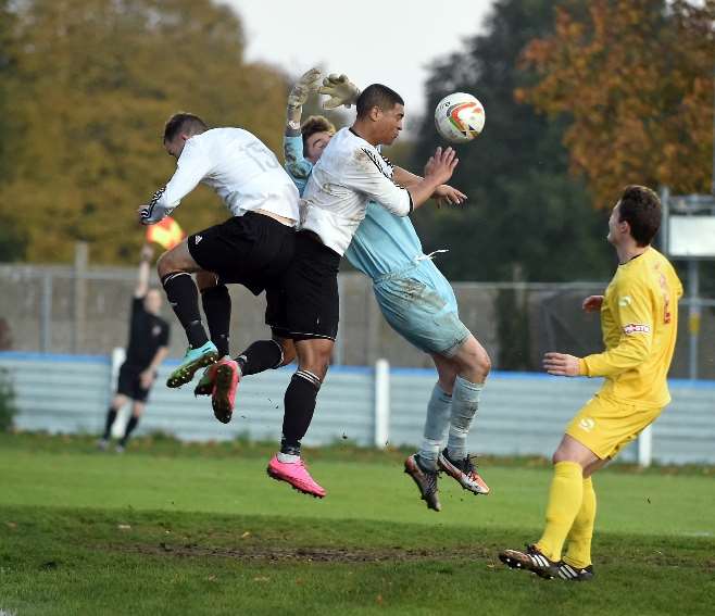 Goalmouth action from Saturday's tie