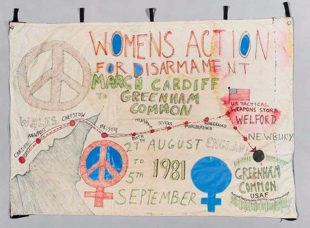 The original banner used on the march, maker Thalia Cambell