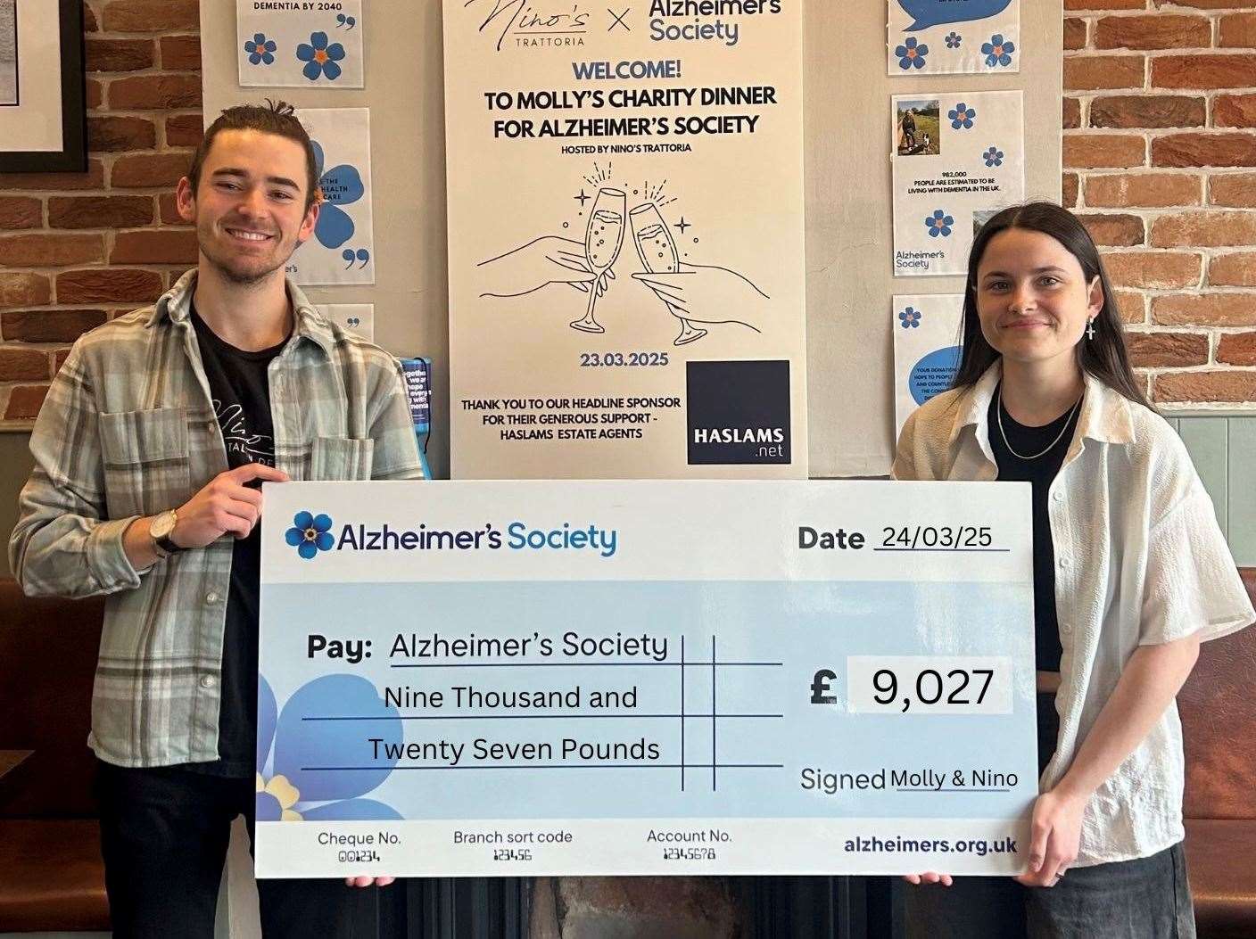 Nino and Molly holding their cheque for the charity. Image supplied by Nino Bartolomei