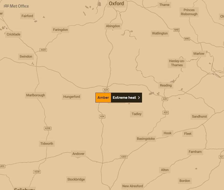 An amber weather warning has been issued for West Berkshire. Picture: Met Office