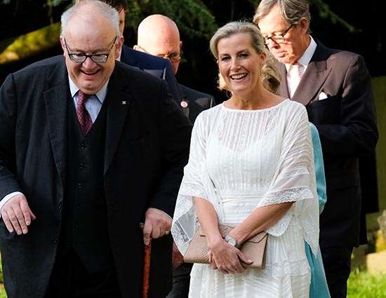 Sophie, Countess of Wessex is accompanied by Julian Chadwick, the chairman of the Spring Festival committee