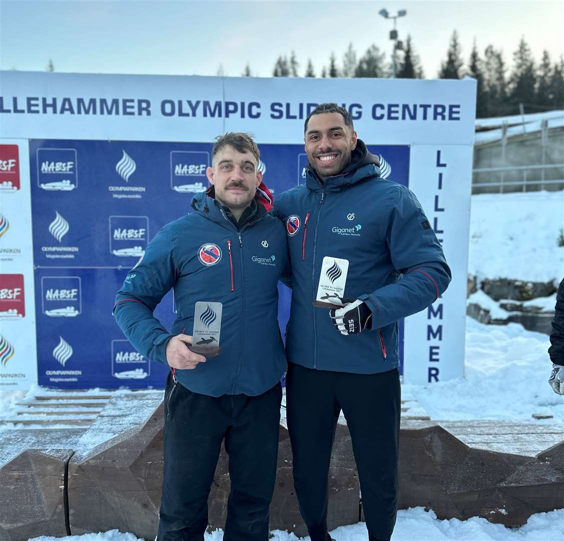 Greenwood (right) with Adam Baird after their impressive showing in the two-man events