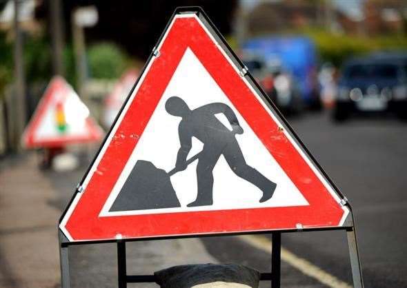 Roadworks on the A339 Newtown Road.