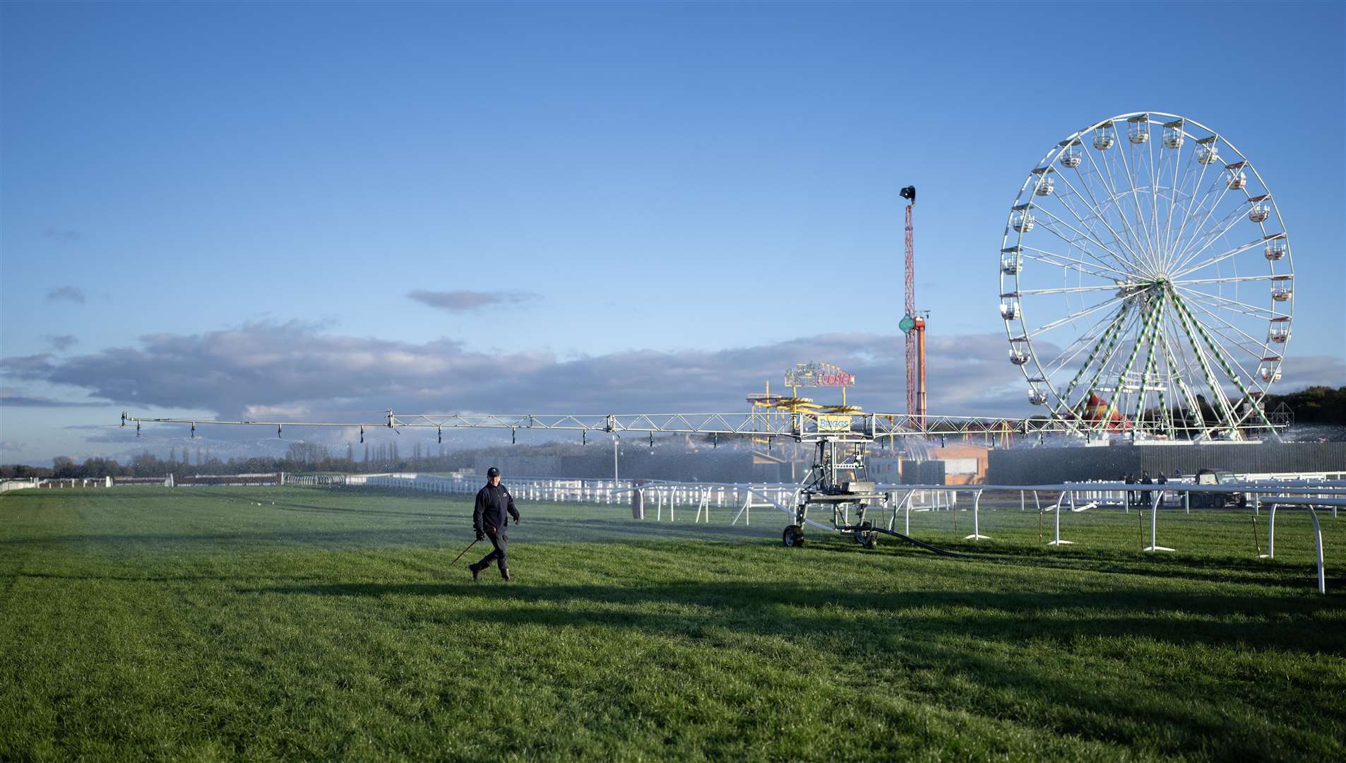 Keith Ottesen, clerk of the course, in front of The Great Christmas Carnival at Newbury Racecourse. Picture: Racing Post