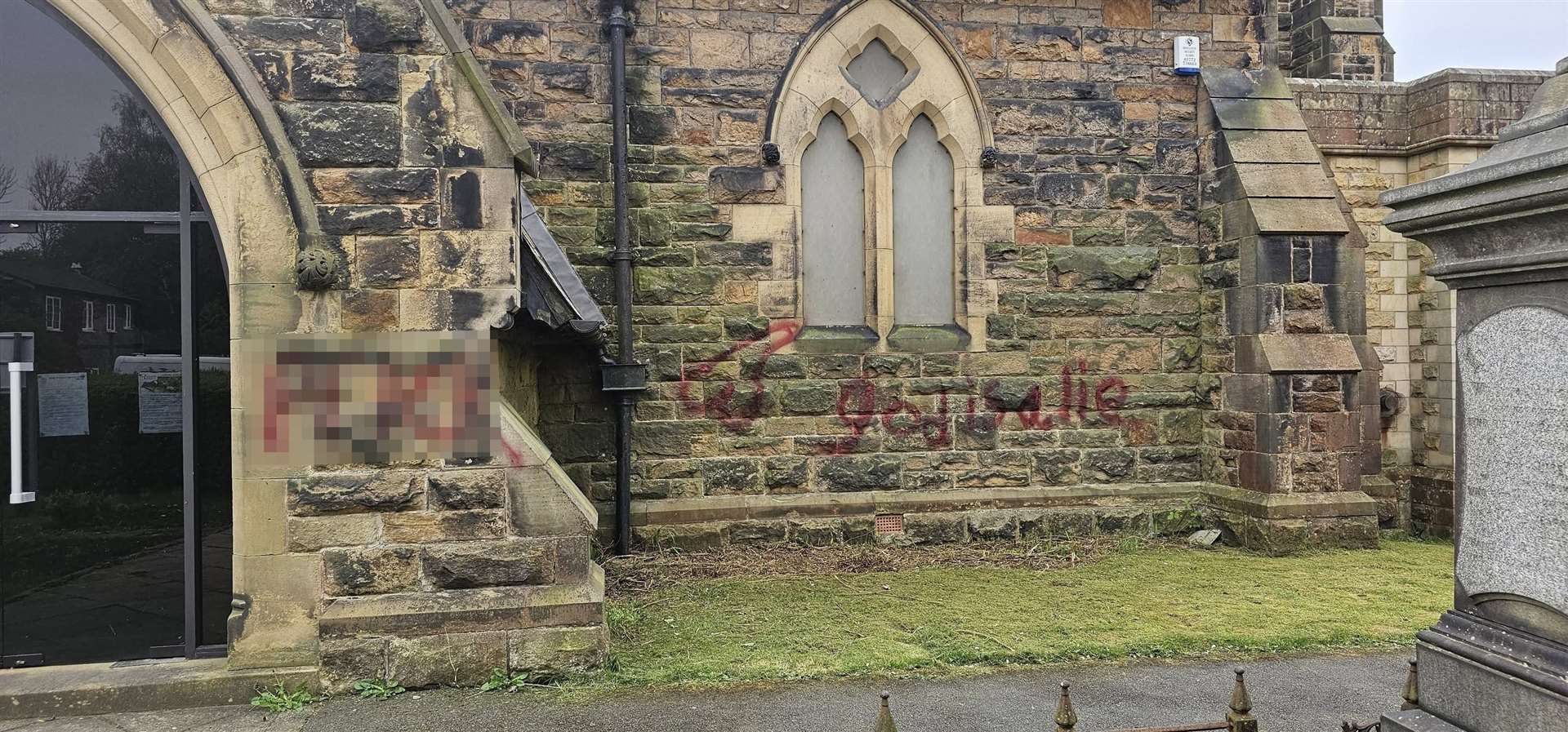 Plants will be used to cover the graffiti during a wedding (Paul Wharton-Hardman/PA)