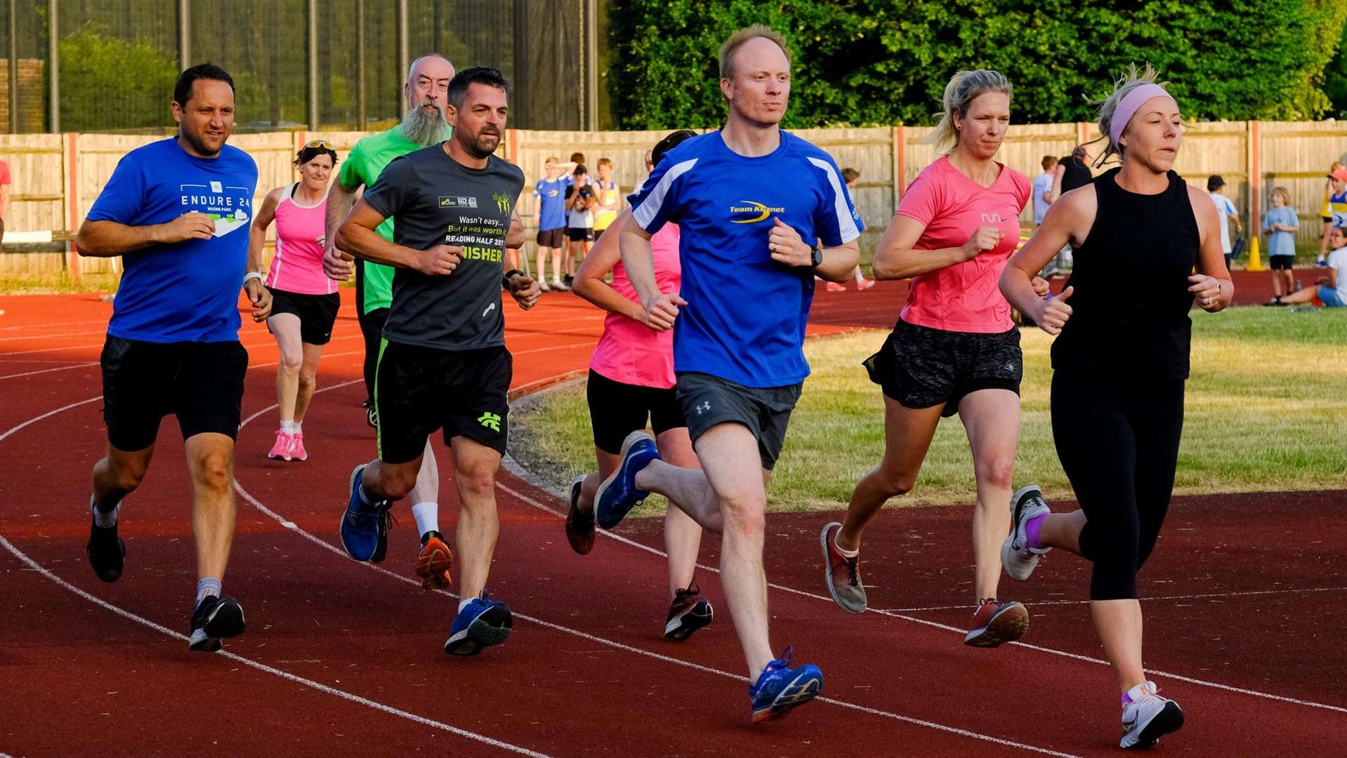 The adult race rounds the bend