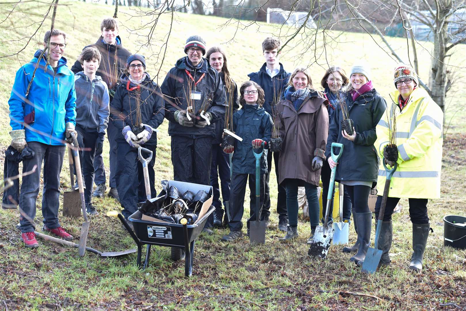 The Eco Club and its supporters during the tree planting