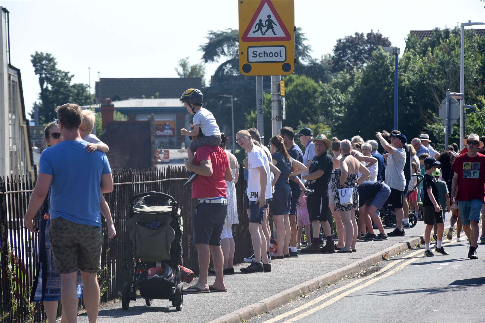 Watching the steam train from the A339 bridge in Newbury