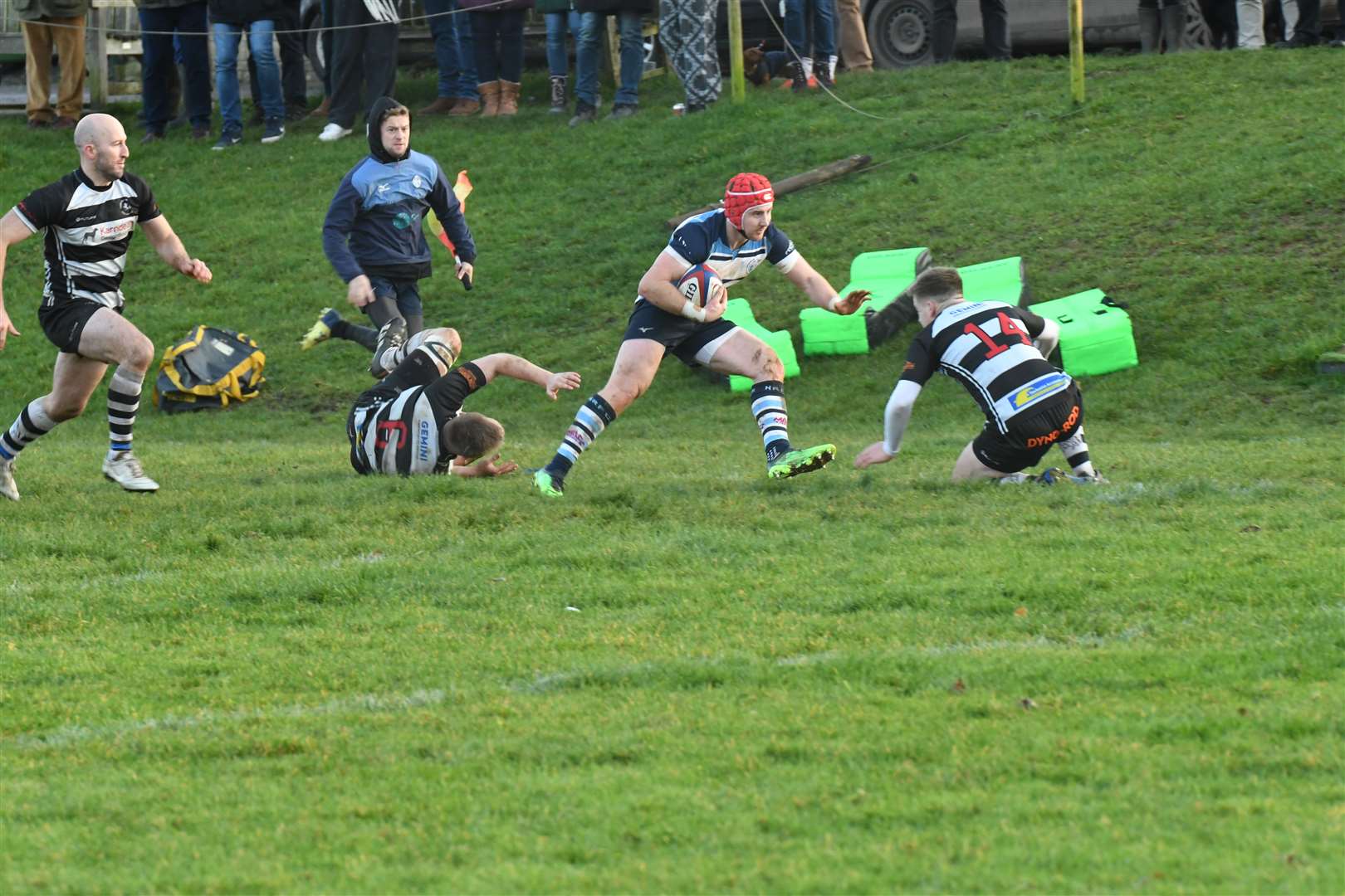 Toby Thorne opens the scoring for Blues. Pic: Peter Branch
