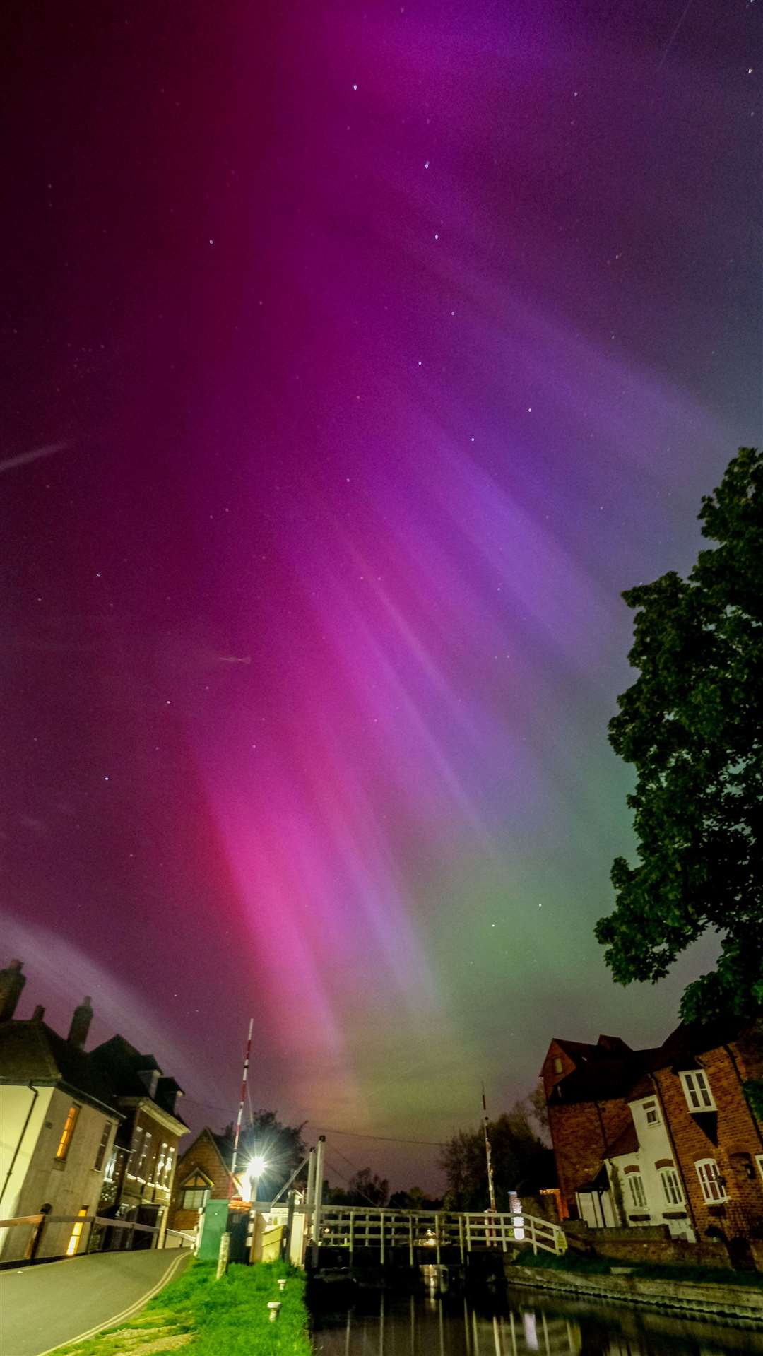 The Northern Lights over West Mills in Newbury