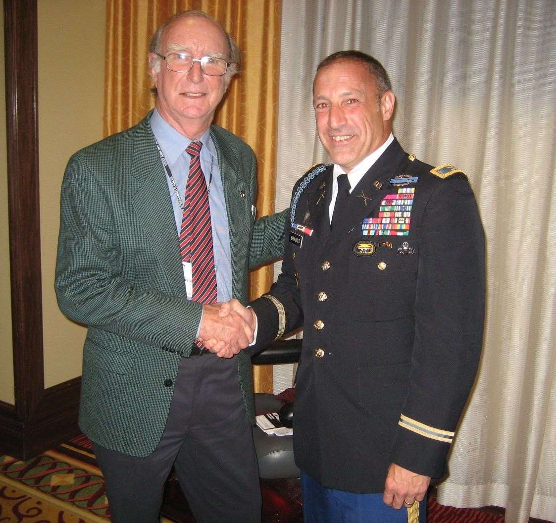 Richard Holdsworth with the Deputy Commander of the 101st Airborne Division at Fort Campbell in 2010. Credit: Richard Holdsworth