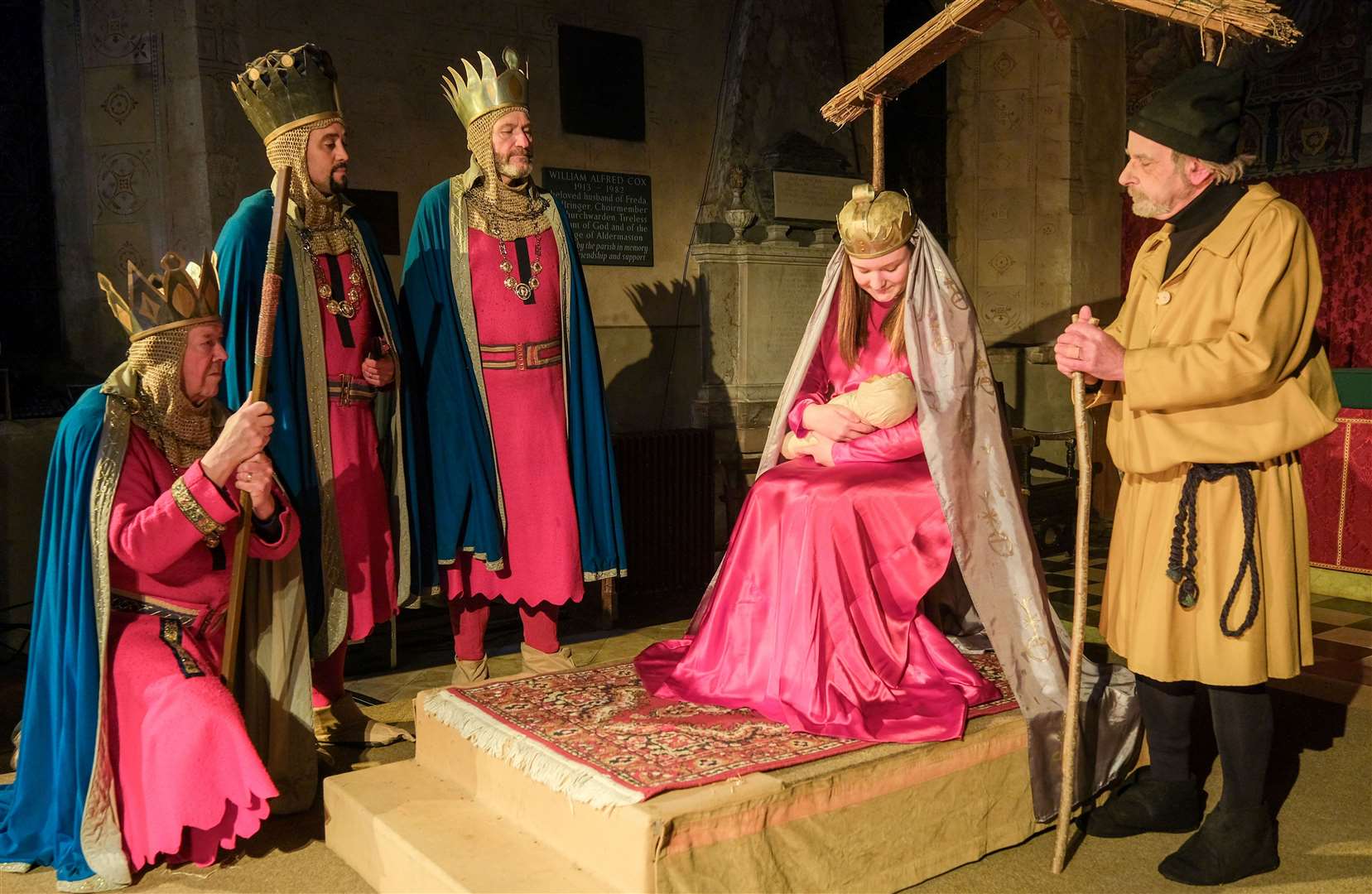 Aldermaston York Nativity Kings - Chris Goodchild, Warwick Brown and Peter Faulkner, Mary - Gabriella Dance and Joseph - Philip Hull