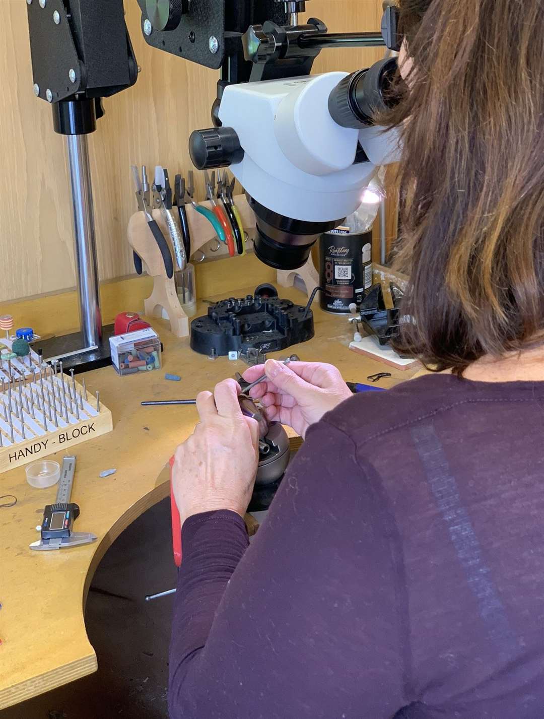 Sandra McArdle at the jewellery bench