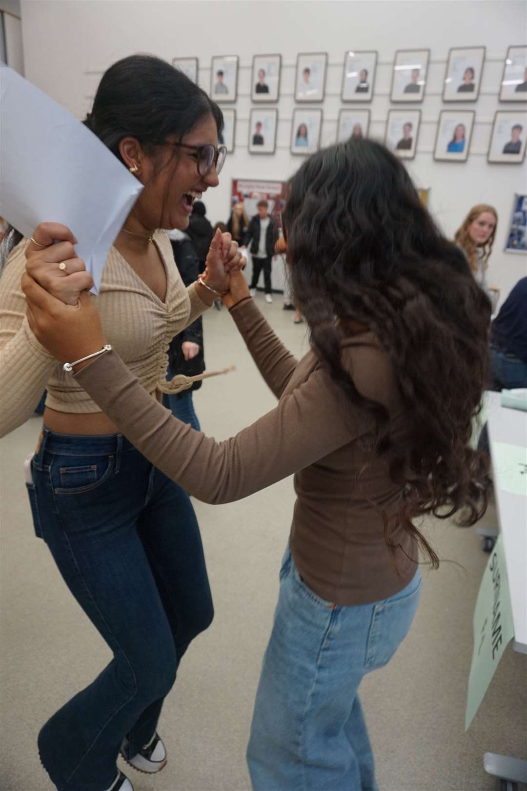 Denefield School pupils pick up their results