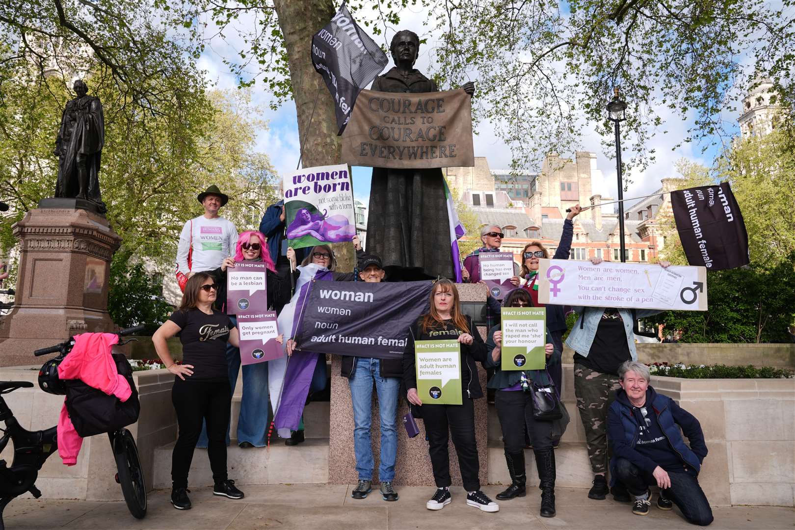 Campaigners from For Women Scotland outside the Supreme Court (Lucy North/PA)