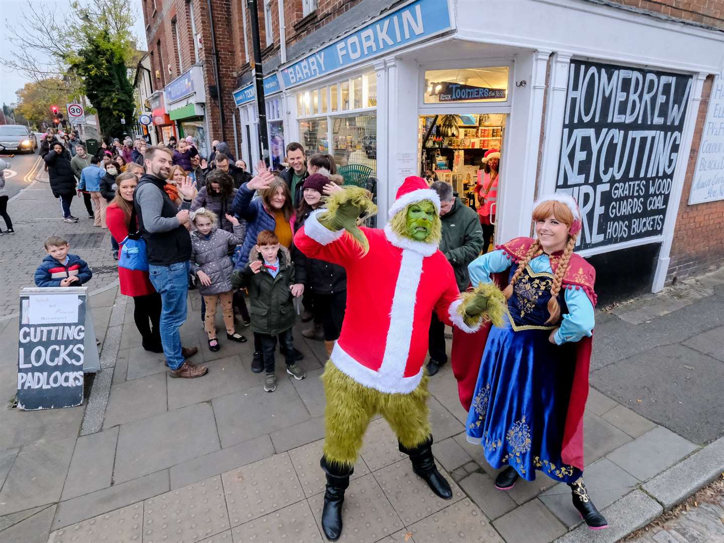 The Grinch and Ana from Frozen turn out at Newbury's oldest store.