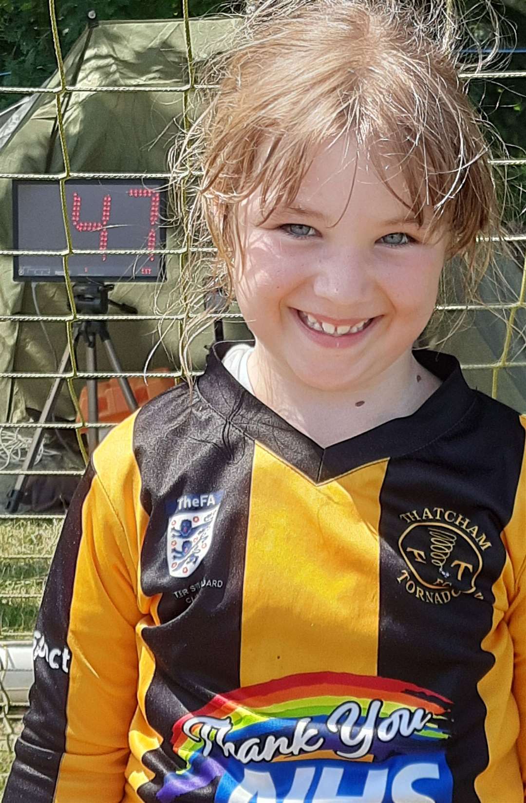 Thatcham Tornadoes U8 Lioness, Ramsey, takes Thatcham Tornadoes charity fundraising on the speedshot to £17,000, picture: Thatcham Tornadoes