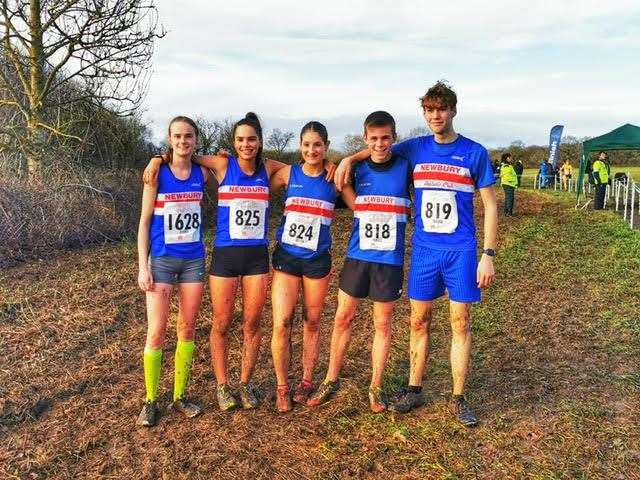 Under-17 girls and boys; from left; Miriam Cooper, Josie Robertson, Isabel Moore, Matt Carter, Charlie Adams