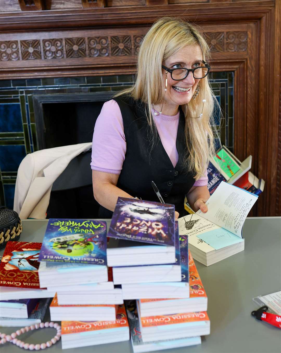 Cressida Cowell, author and the illustrator of the bestselling How to Train Your Dragon book series visits St Andrew’s School, Pangbourne