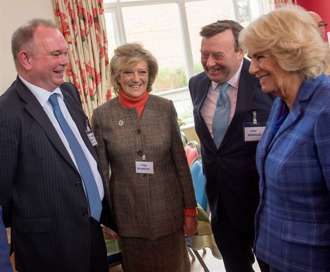 Camilla chats with NWN editor Andy Murrill, left, and champion horse racing trainer Nicky Henderson