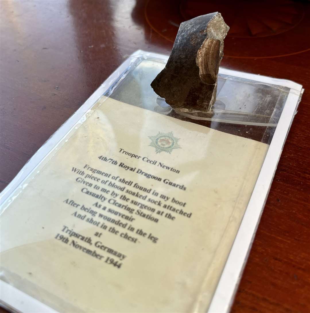 The shrapnel removed from Mr Newton's leg in 1944