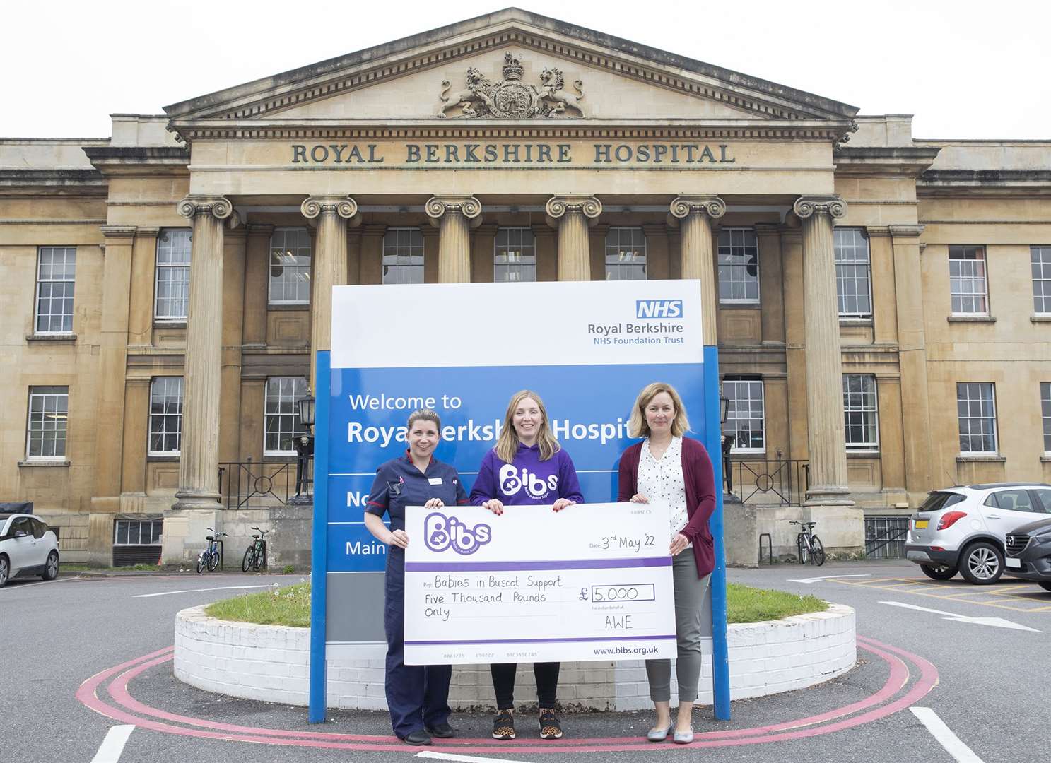 AW'E's £5,000 donation to BIBS, from left to right: Lead Sister of paediatrics and neonatal Joanna Hilton, BIBS fundraising manager Liz Josif & Dr Jenny Boxwell