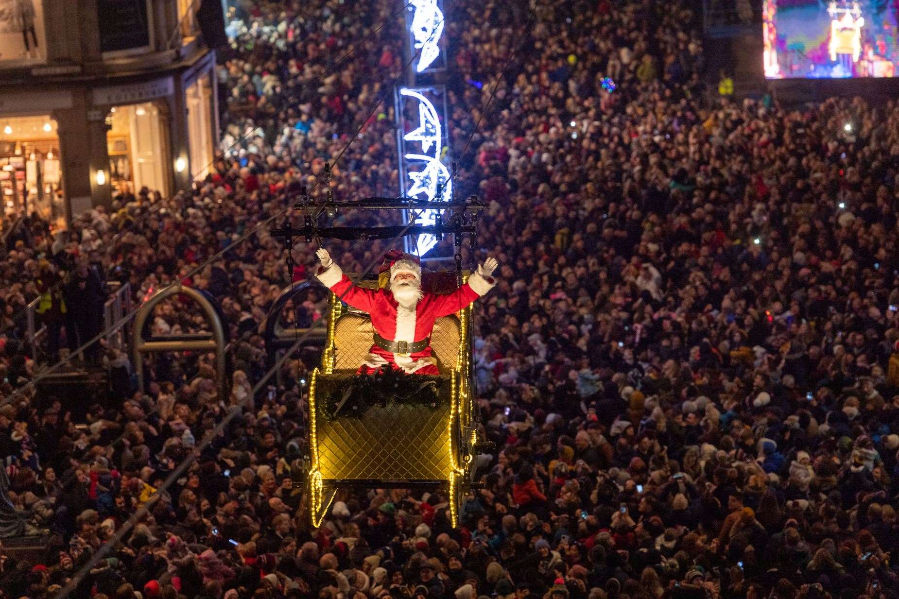 Father Christmas will fly over the carnival on the hour, every hour