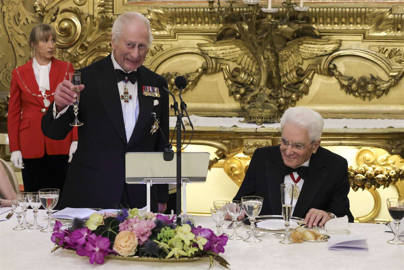 The King thanked the Italian president for organising a candlelit dinner for him on his wedding anniversary (Andrew Parsons/PA)