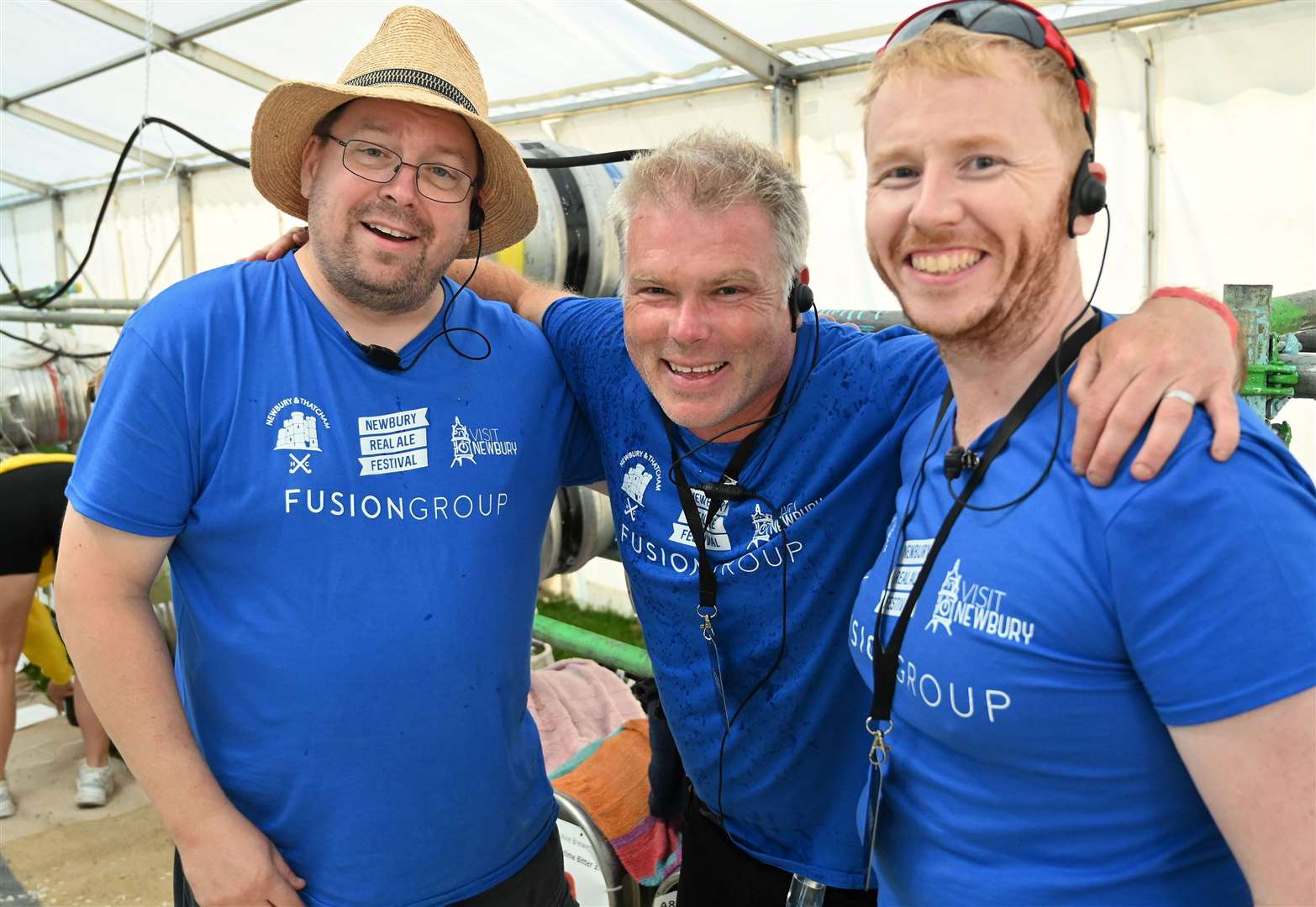 Newbury & Thatcham Hockey Club volunteers: Edward Henstridge, Vinny Butler & Neil McCullen at Newbury Real Ale Festival