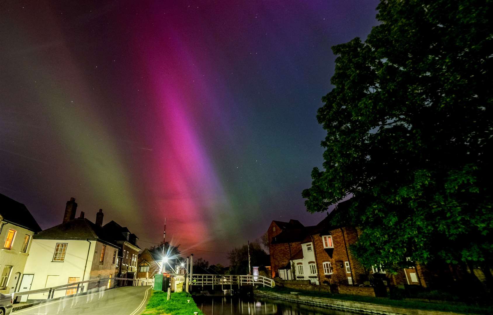 The Northern Lights over West Mills in Newbury