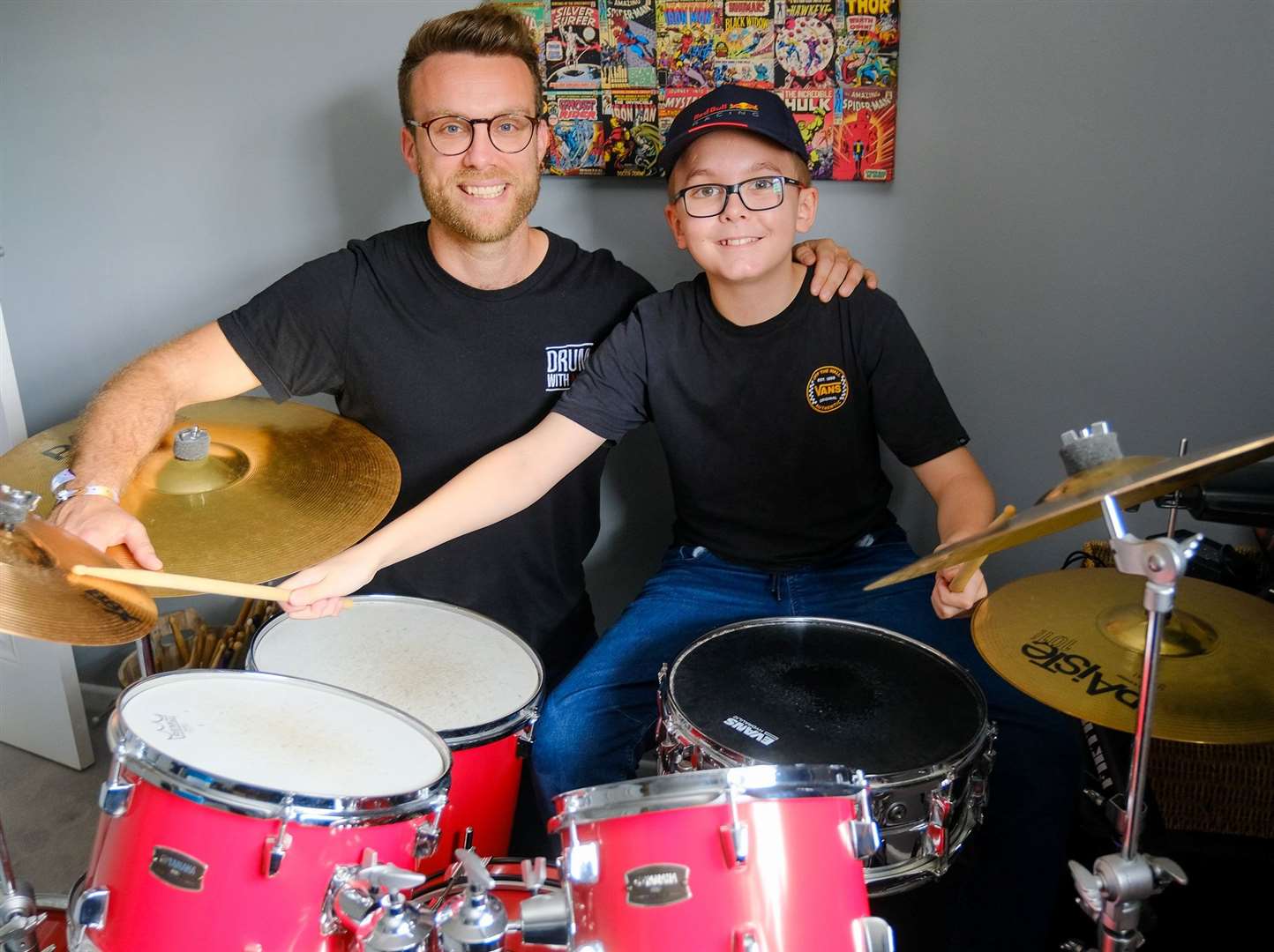 Alfie Graham with his drum teacher Alex Lewis (Drum With Alex)