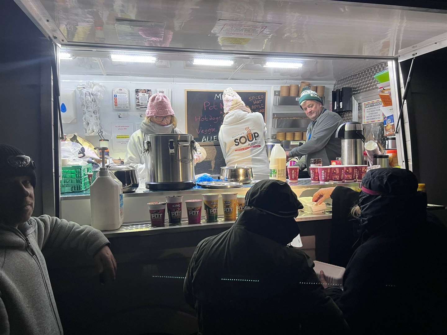 Newbury Soup Kitchen supported the event by providing hot dogs, pot noodles, and hot drinks to those taking part