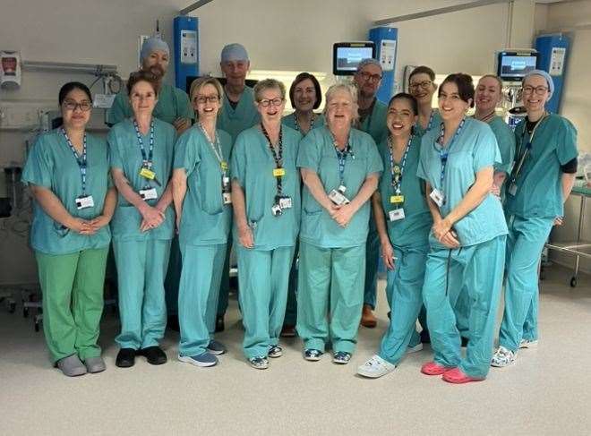 Carol Irlam with her colleagues at West Berkshire Community Hospital, picture: sent in via Carol Irlam