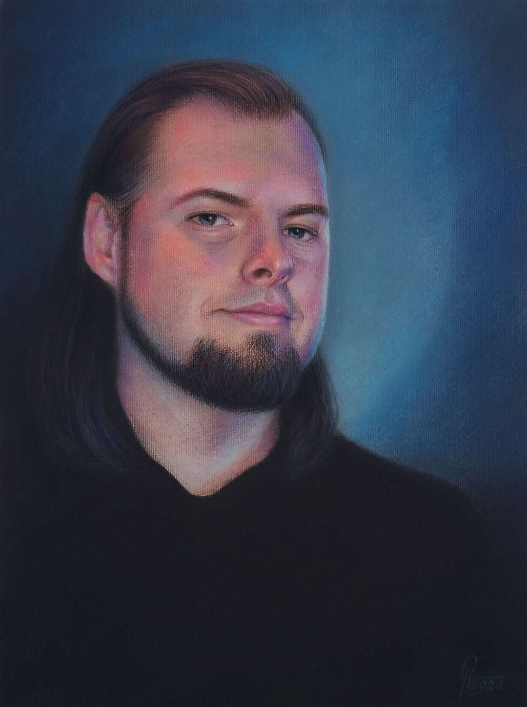 Photo-realistic pastel portrait