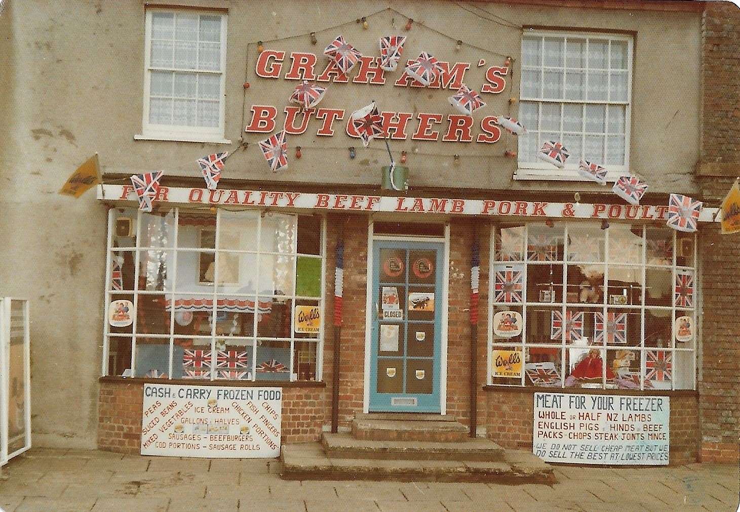 Grahams Butchers, Shaw Road celebrating the Queen's Silver Jubilee in 1977