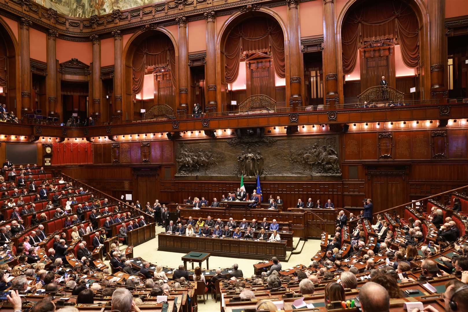 The King delivers a speech at the Italian Parliament (Ian Vogler/Daily Mail/PA)