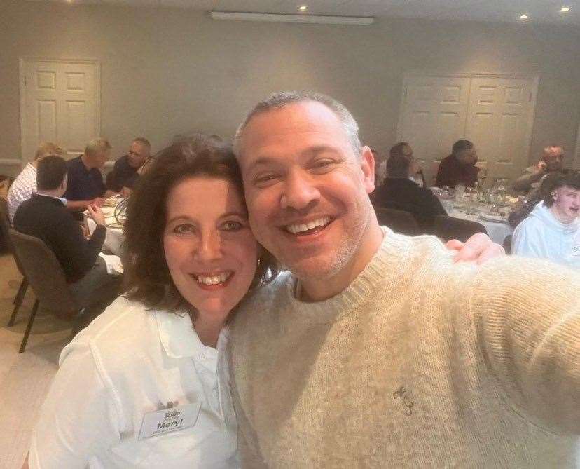 Will Young and Meryl Prail, CEO and founder of Newbury Soup Kitchen