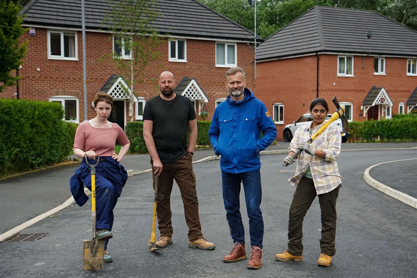 The Great British Dig presenters Dr Chloe Duckworth, Richard Taylor, Hugh Dennis and Natasha Billson © Channel 4 Television