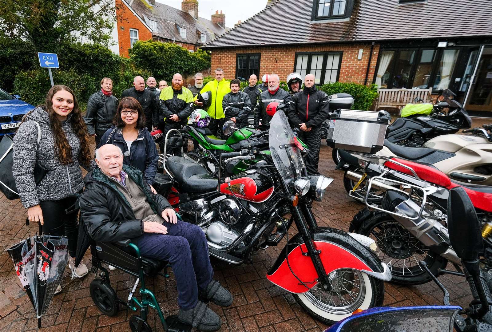Mr Fowle with some of the bikers who turned out.
