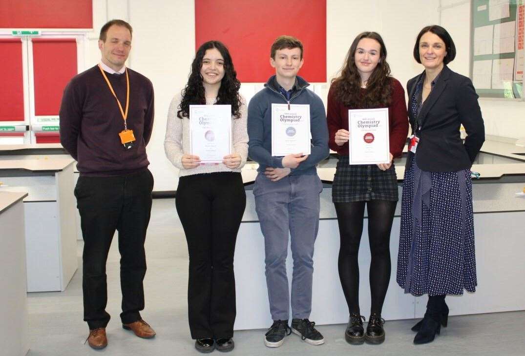 Silver award winners, Ruby Fox and David Eggington, and bronze award winner, Mariana Martins