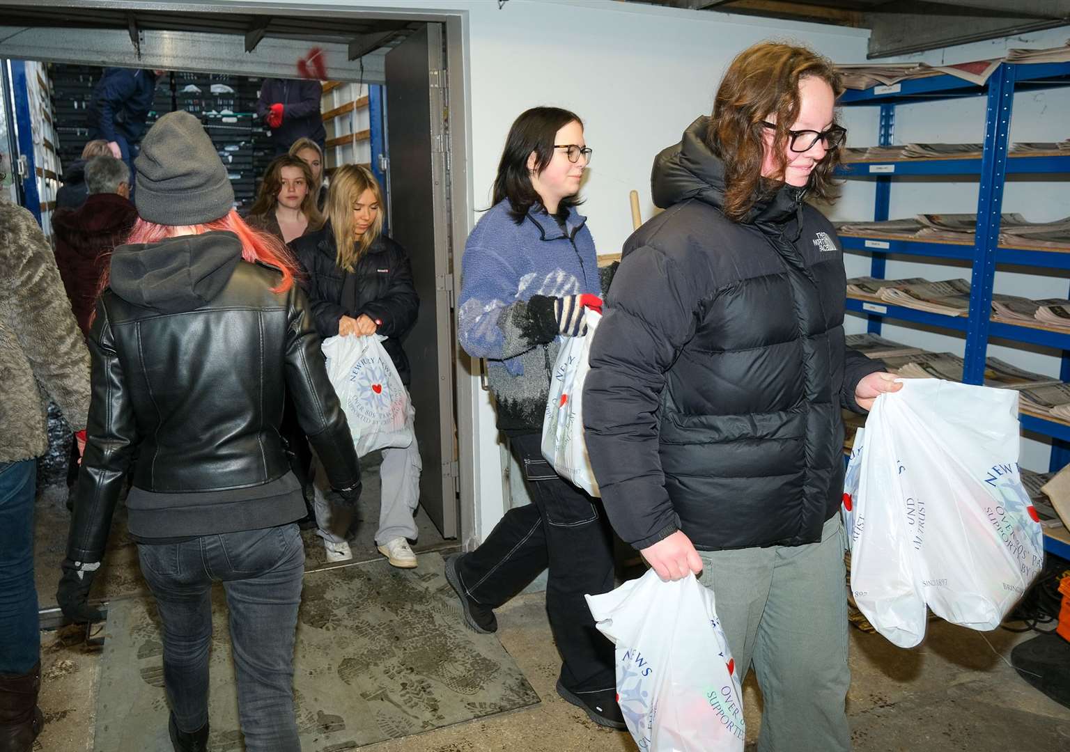 Year 12 St Bart's students helped unload the van at the NWN offices