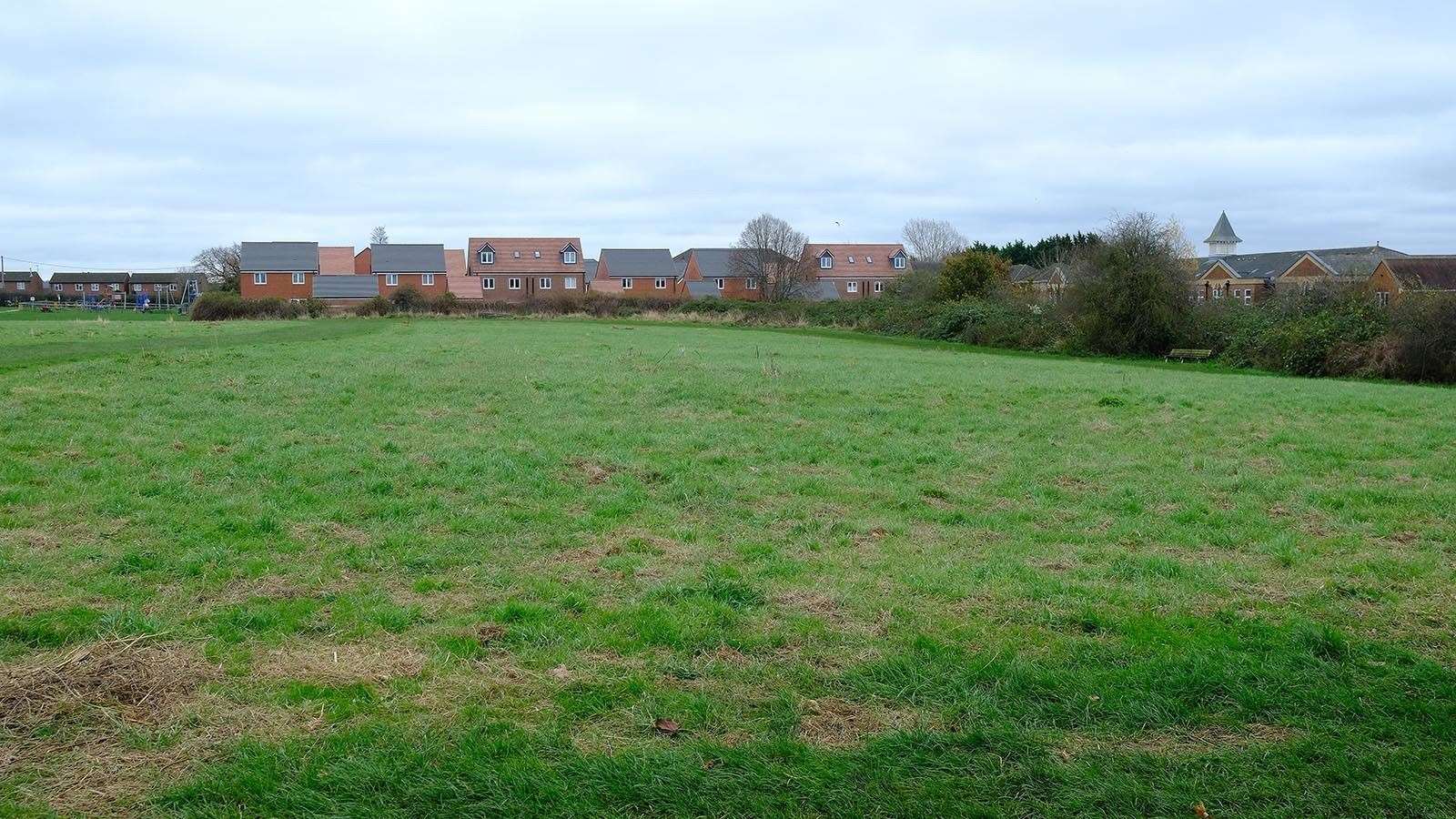 The playing field on Pound Lane is used by dog walkers, some of whom have had footballs hit them. (53429548)