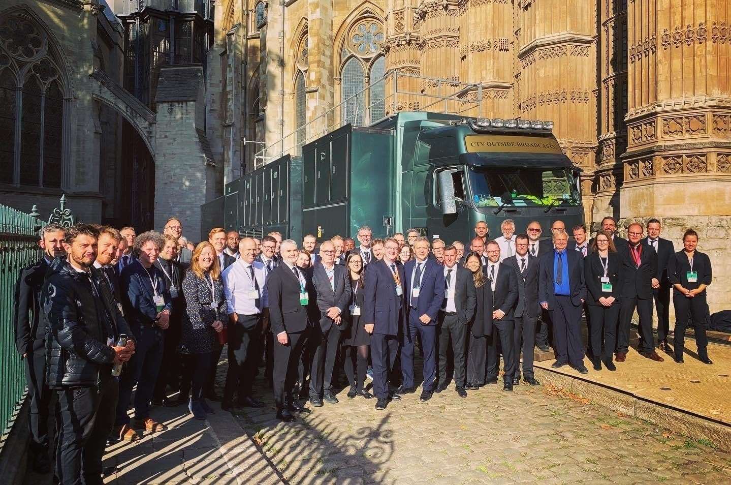 James Neal with the ITN broadcast team at Westminster Abbey