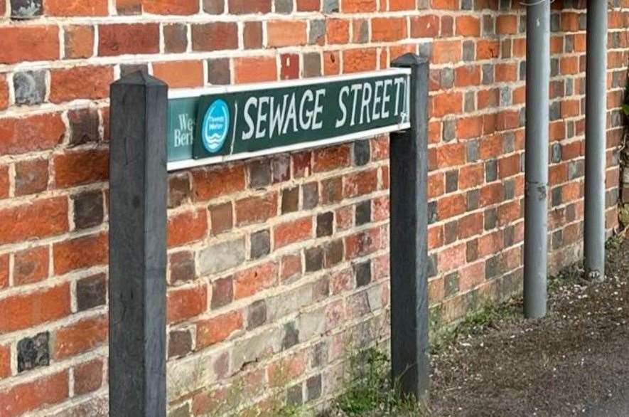 Water Street sign changed to read 'Sewage Street' in Hampstead Norreys. Credit: Carolyne Culver