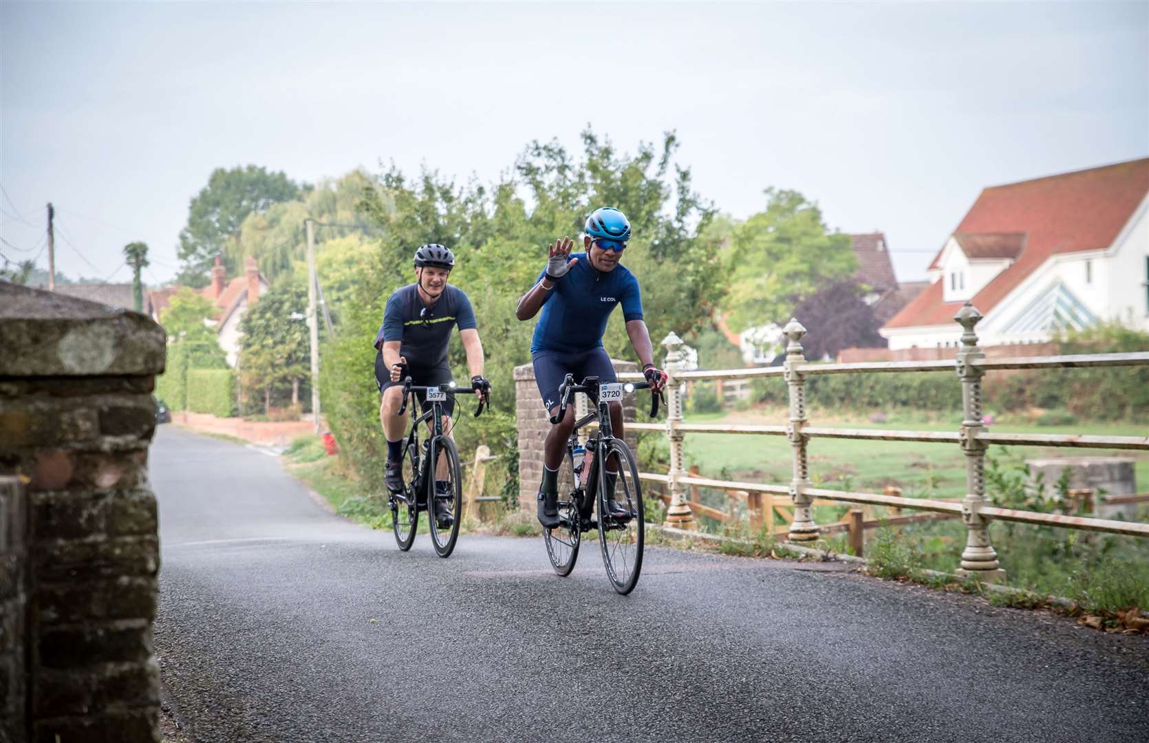 Cyclists mid-way through their charity challenge