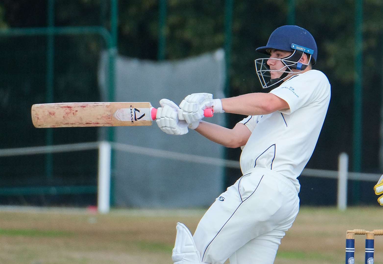 Ben Denton-Powell looks to connect with a pull shot