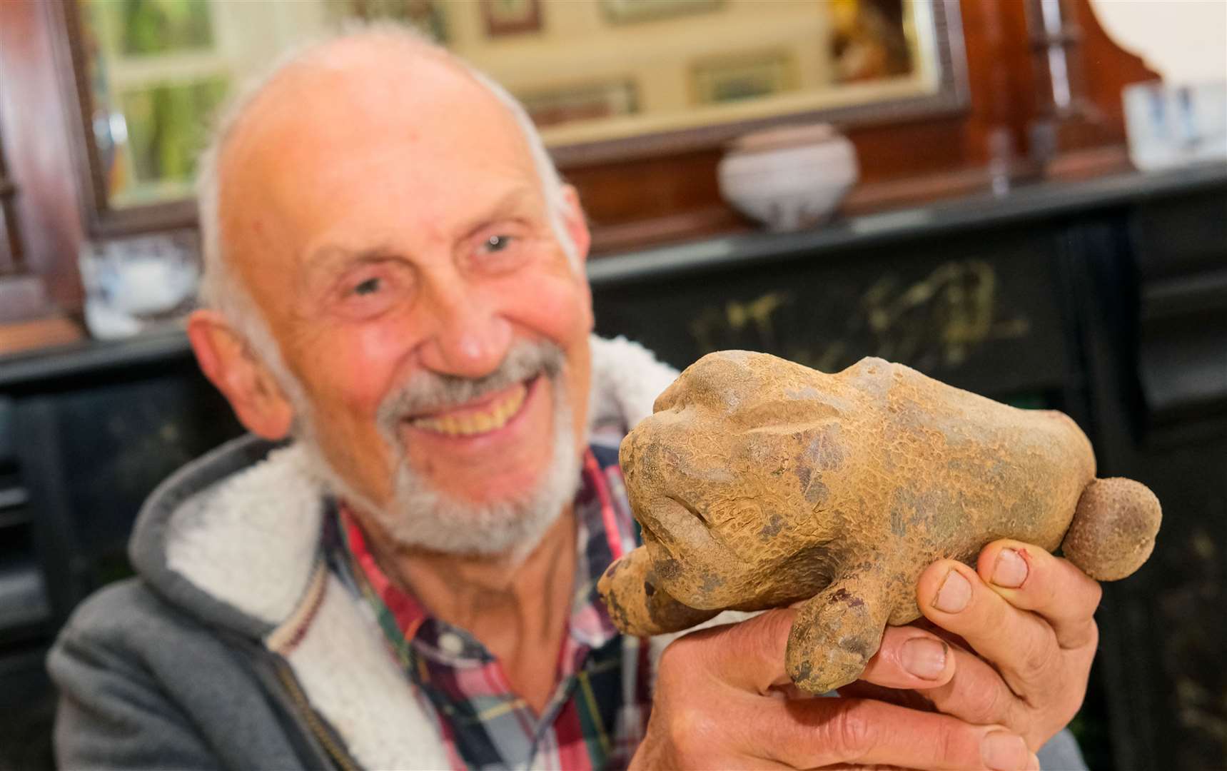 Chris Gittins with his unusual potato